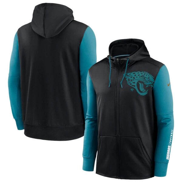 Jacksonville Jaguars Black Teal Fan Gear Mascot Performance Full-Zip Hoodie