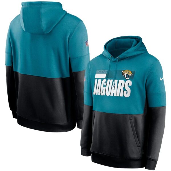 Jacksonville Jaguars Nike Sideline Impact Lockup Performance Pullover Hoodie Teal Black