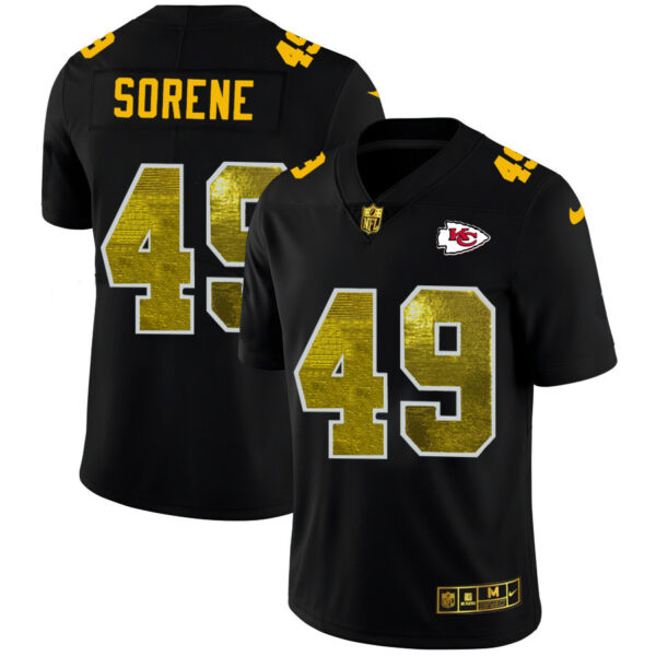 Kansas City Chiefs #49 Daniel Sorensen Men's Black Nike Golden Sequin Vapor Limited NFL Jersey