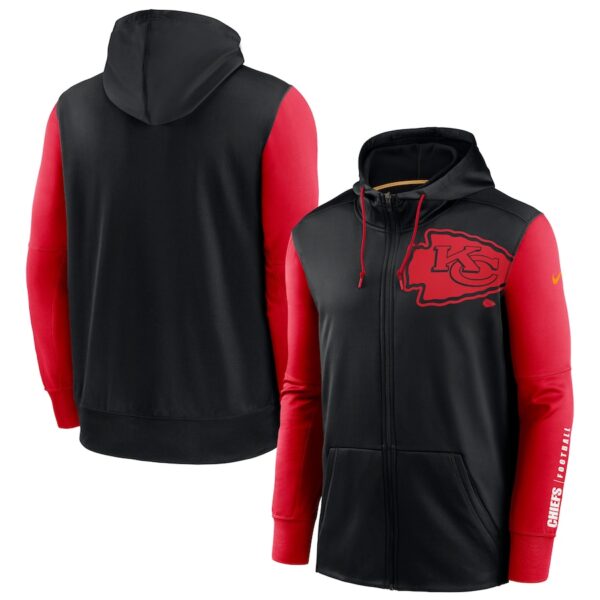 Kansas City Chiefs Black Red Fan Gear Mascot Performance Full-Zip Hoodie