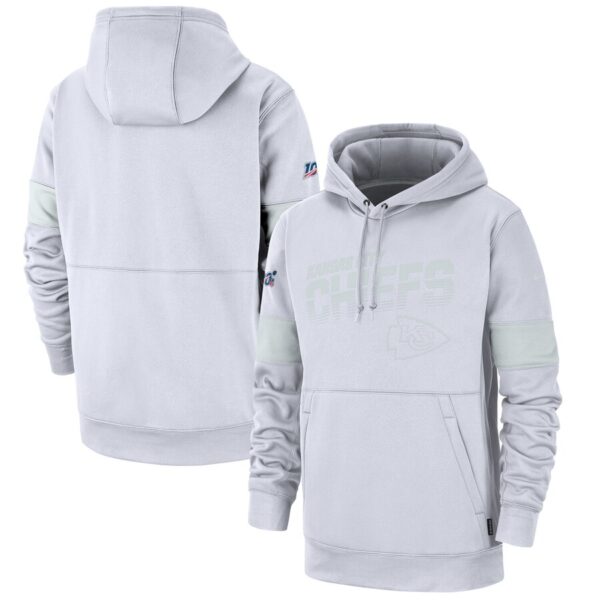 Kansas City Chiefs Nike NFL 100 2019 Sideline Platinum Therma Pullover Hoodie White