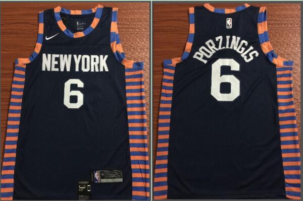 Knicks 6 Kristaps Porzingis Navy 2018-19 City Edition Nike Swingman Jersey