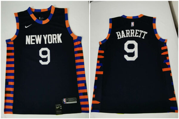 Knicks 9 R.J. Barrett Navy City Edition Nike Swingman Jersey