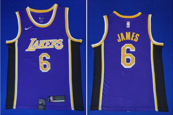 Lakers 6 Lebron James Purple Nike Swingman Jersey