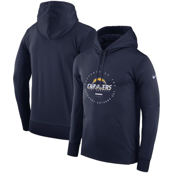 Los Angeles Chargers Nike Sideline Property Of Wordmark Logo Performance Pullover Hoodie Navy