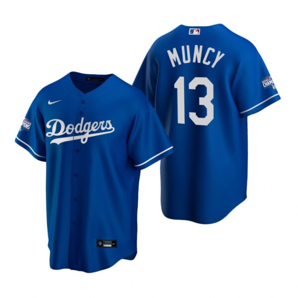 Los Angeles Dodgers 13 Max Muncy Royal 2020 World Series Champions Replica Jersey