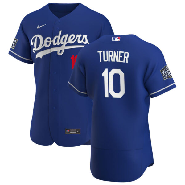 Los Angeles Dodgers #10 Justin Turner Men's Nike Royal Alternate 2020 World Series Bound Authentic Player MLB Jersey