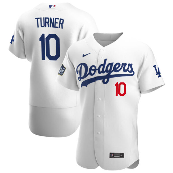 Los Angeles Dodgers #10 Justin Turner Men's Nike White Home 2020 World Series Bound Authentic Player MLB Jersey