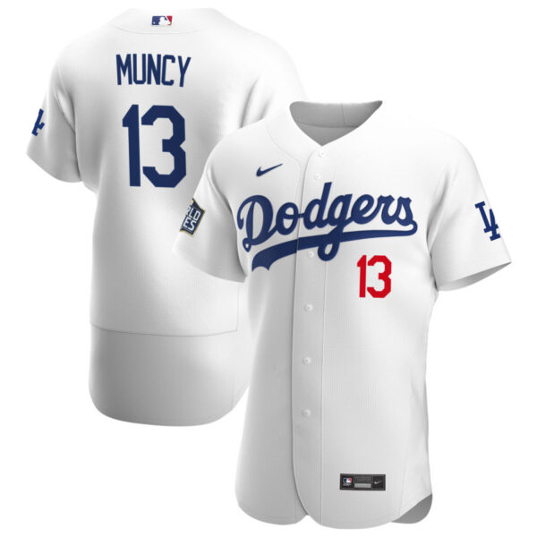 Los Angeles Dodgers #13 Max Muncy Men's Nike White Home 2020 World Series Bound Authentic Player MLB Jersey