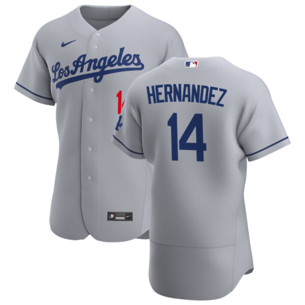 Los Angeles Dodgers #14 Enrique Hernandez Men's Nike Gray Road 2020 Authentic Team MLB Jersey