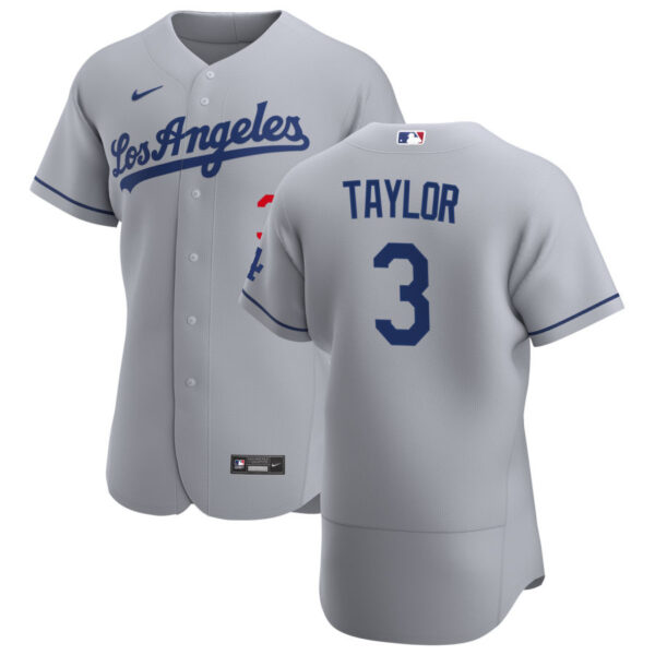 Los Angeles Dodgers #3 Chris Taylor Men's Nike Gray Road 2020 Authentic Team MLB Jersey