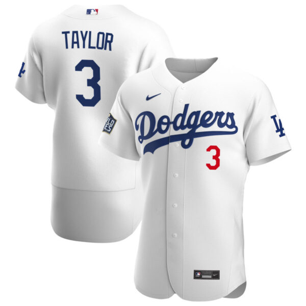 Los Angeles Dodgers #3 Chris Taylor Men's Nike White Home 2020 World Series Bound Authentic Player MLB Jersey