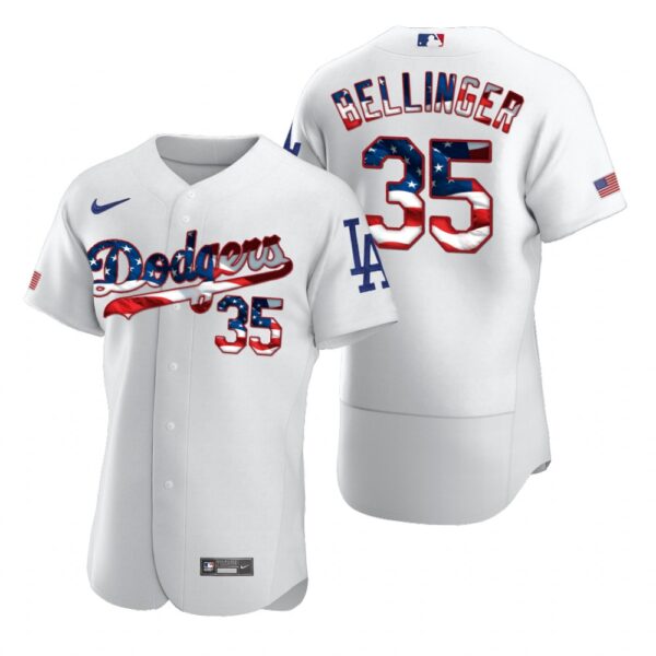 Los Angeles Dodgers #35 Cody Bellinger Men's Nike White Fluttering USA Flag Limited Edition Authentic MLB Jersey