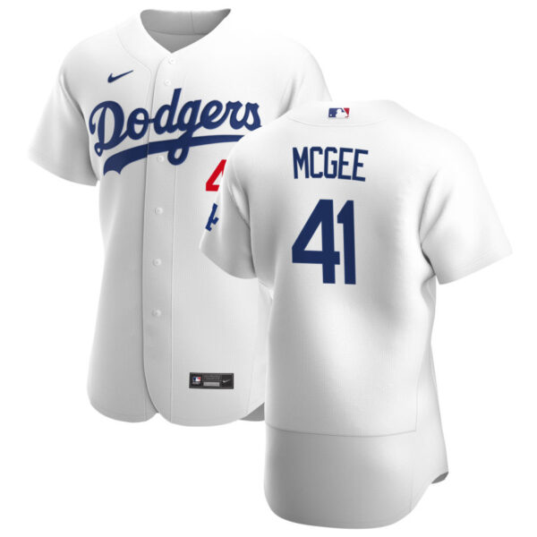 Los Angeles Dodgers #41 Jake McGee Men's Nike White Home 2020 Authentic Player MLB Jersey