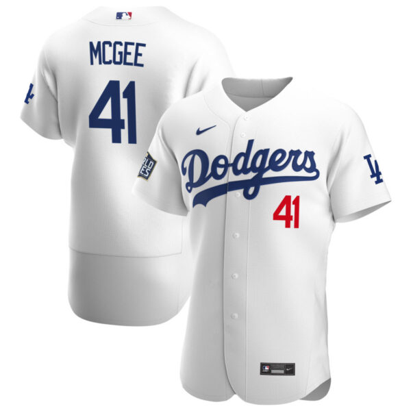 Los Angeles Dodgers #41 Jake McGee Men's Nike White Home 2020 World Series Bound Authentic Player MLB Jersey