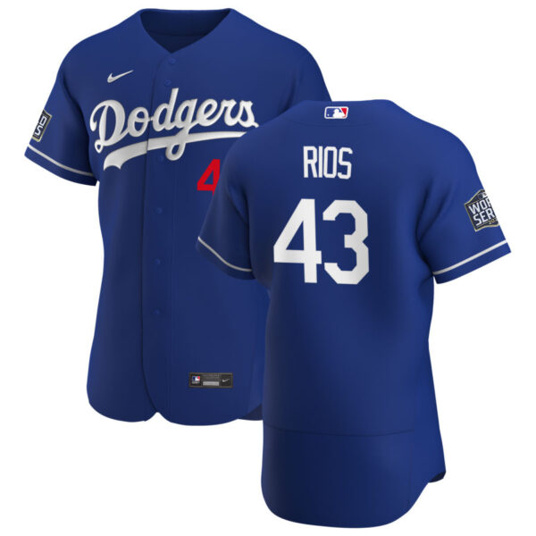 Los Angeles Dodgers #43 Edwin Rios Men's Nike Royal Alternate 2020 World Series Bound Authentic Player MLB Jersey