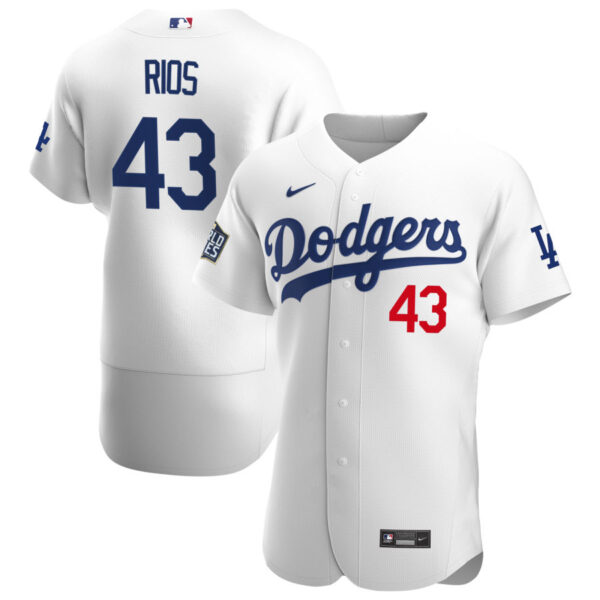 Los Angeles Dodgers #43 Edwin Rios Men's Nike White Home 2020 World Series Bound Authentic Player MLB Jersey