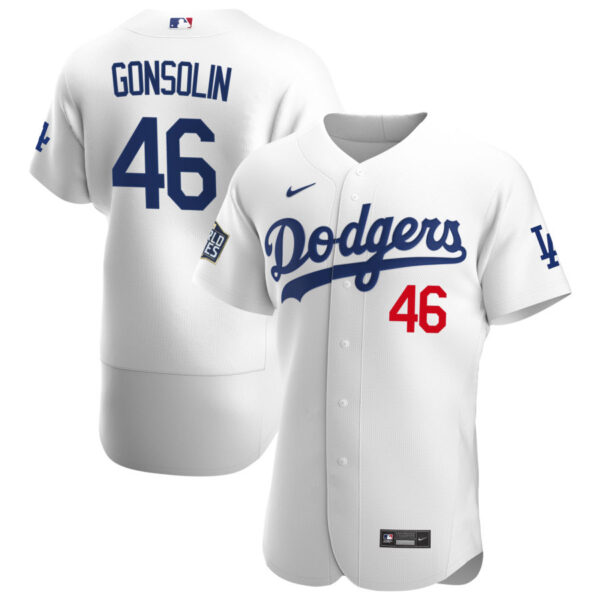 Los Angeles Dodgers #46 Tony Gonsolin Men's Nike White Home 2020 World Series Bound Authentic Player MLB Jersey