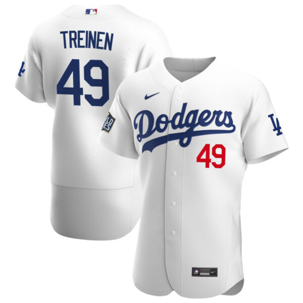 Los Angeles Dodgers #49 Blake Treinen Men's Nike White Home 2020 World Series Bound Authentic Player MLB Jersey