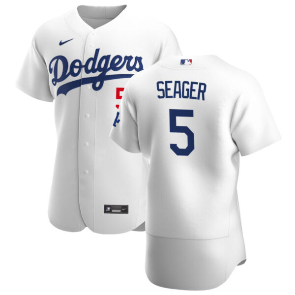 Los Angeles Dodgers #5 Corey Seager Men's Nike White Home 2020 Authentic Player MLB Jersey