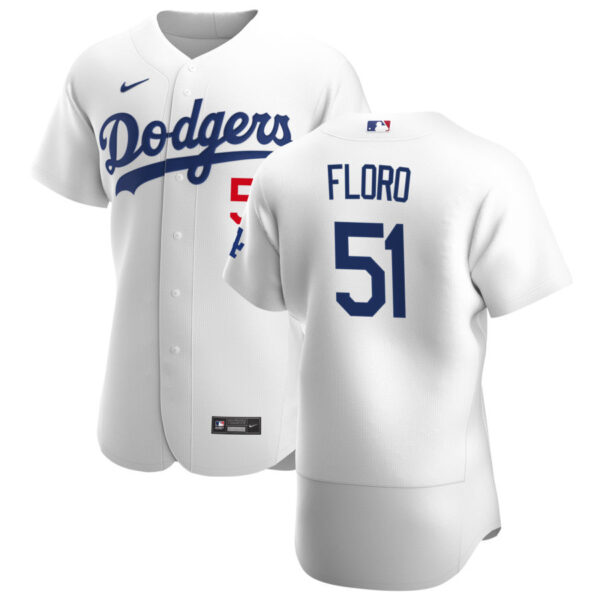 Los Angeles Dodgers #51 Dylan Floro Men's Nike White Home 2020 Authentic Player MLB Jersey