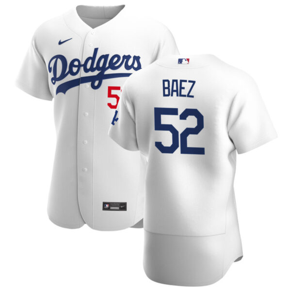 Los Angeles Dodgers #52 Pedro Baez Men's Nike White Home 2020 Authentic Player MLB Jersey