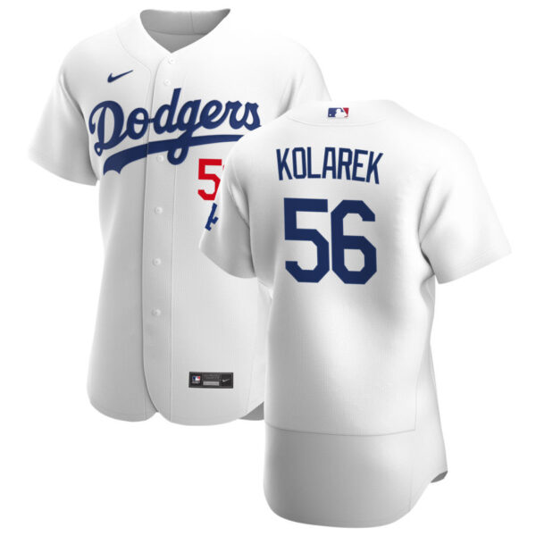 Los Angeles Dodgers #56 Adam Kolarek Men's Nike White Home 2020 Authentic Player MLB Jersey