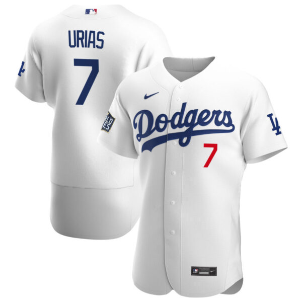 Los Angeles Dodgers #7 Julio Urias Men's Nike White Home 2020 World Series Bound Authentic Player MLB Jersey