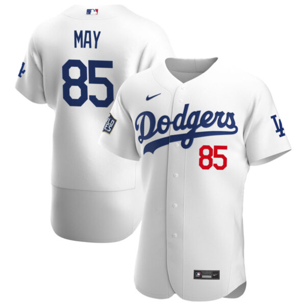 Los Angeles Dodgers #85 Dustin May Men's Nike White Home 2020 World Series Bound Authentic Player MLB Jersey