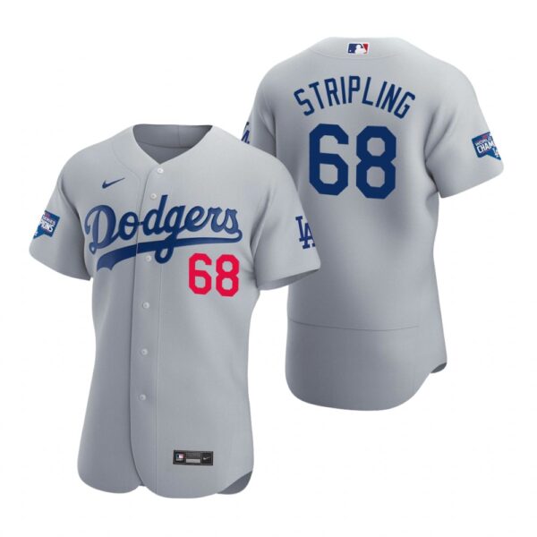 Los Angeles Dodgers 68 Ross Stripling Gray 2020 World Series Champions Authentic Jersey