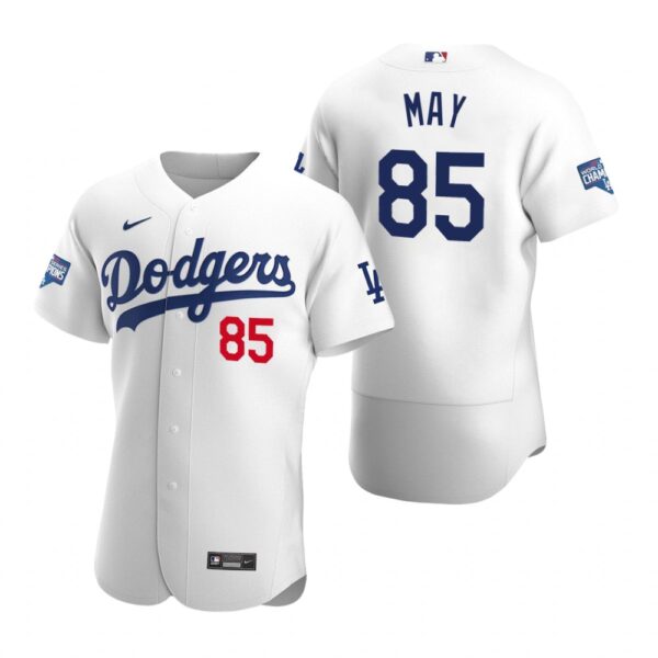 Los Angeles Dodgers 85 Dustin May White 2020 World Series Champions Authentic Jersey