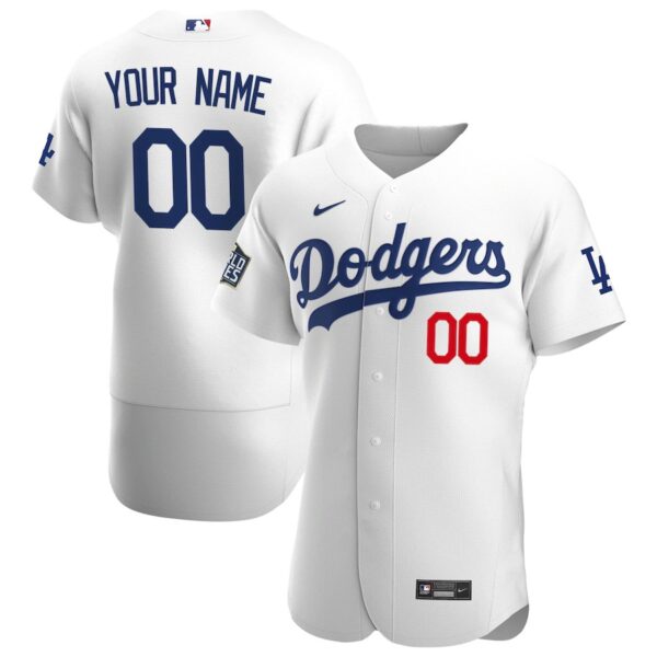 Los Angeles Dodgers Custom Men's Nike White Home 2020 World Series Champions Authentic Player MLB Jersey