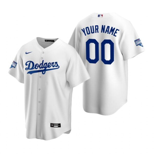 Los Angeles Dodgers Custom White 2020 World Series Champions Replica Jersey