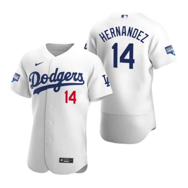 Los Angeles Dodgers Enrique Hernandez White 2020 World Series Champions Authentic Jersey