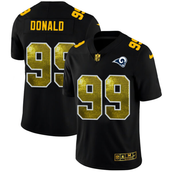 Los Angeles Rams #99 Aaron Donald Men's Black Nike Golden Sequin Vapor Limited NFL Jersey