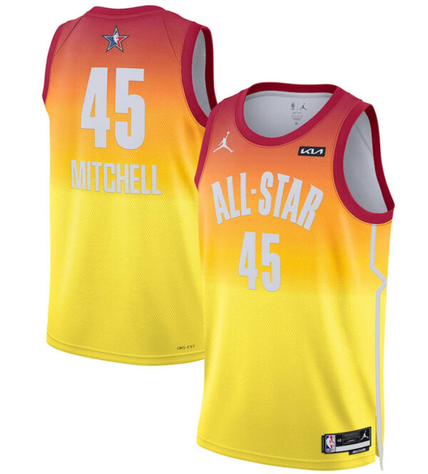 Men's 2023 All-Star #45 Donovan Mitchell Oraange Game Swingman Stitched Basketball Jersey