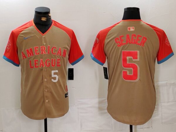 Men's American League #5 Corey Seager Cream 2024 All-Star Limited Stitched Baseball Jerseys