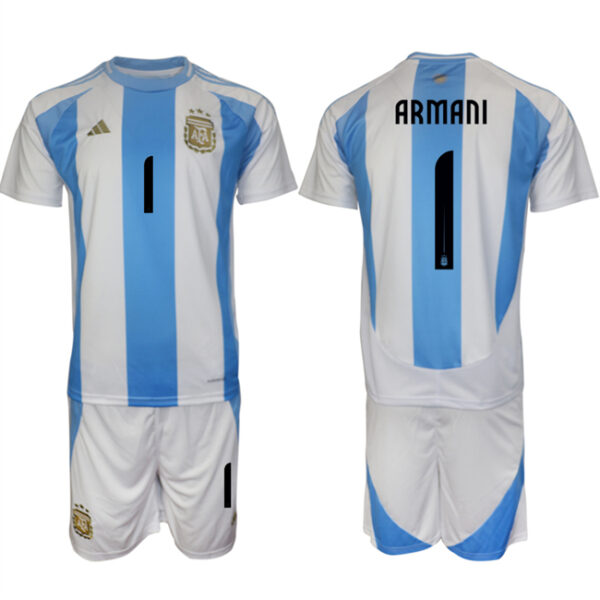 Men's Argentina #1 Armani White Blue 2024-25 Home Soccer Jersey