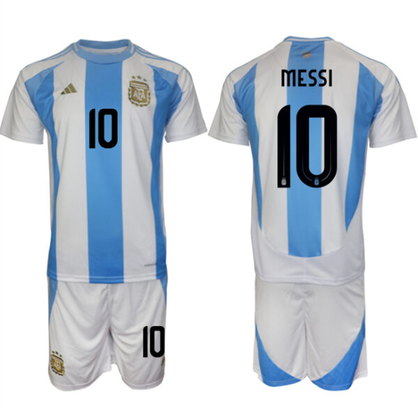 Men's Argentina #10 Messi White Blue 2024-25 Home Soccer Jersey