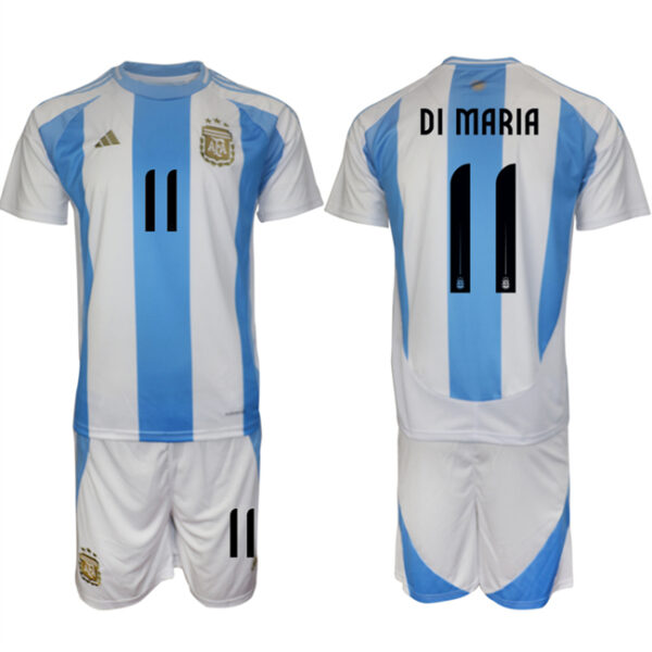 Men's Argentina #11 Di Maria White Blue 2024-25 Home Soccer Jersey