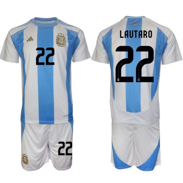 Men's Argentina #22 Lautaro White Blue 2024-25 Home Soccer Jersey