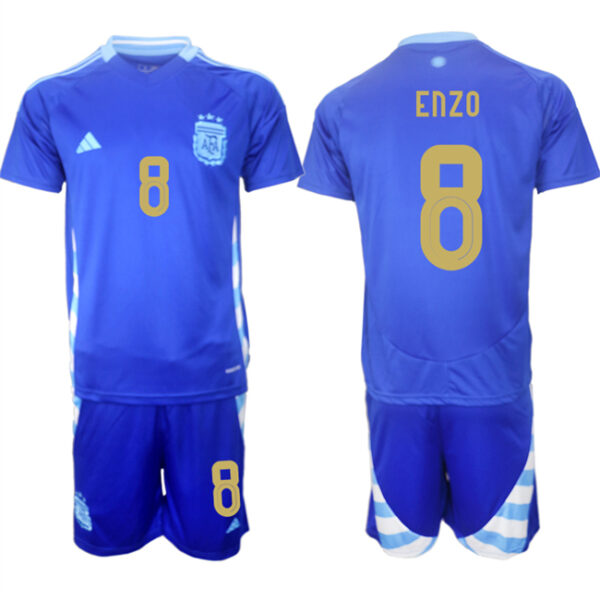 Men's Argentina #8 Enzo Blue 2024-25 Away SoccerJerseys