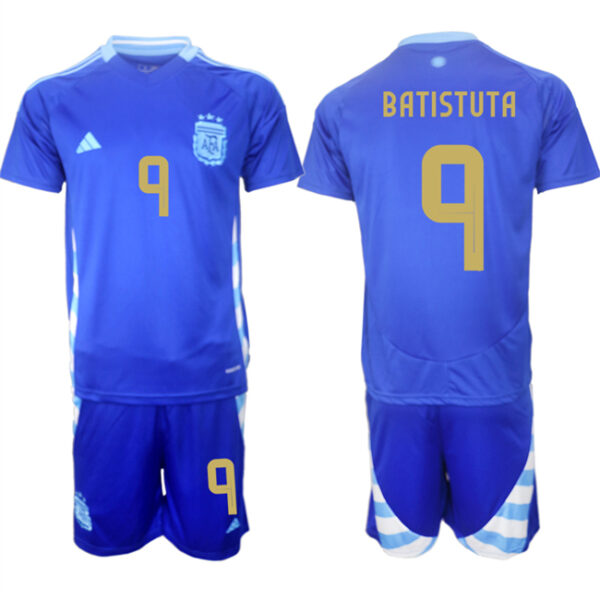 Men's Argentina #9 Gabriel Batistuta Blue 2024-25 Away SoccerJerseys