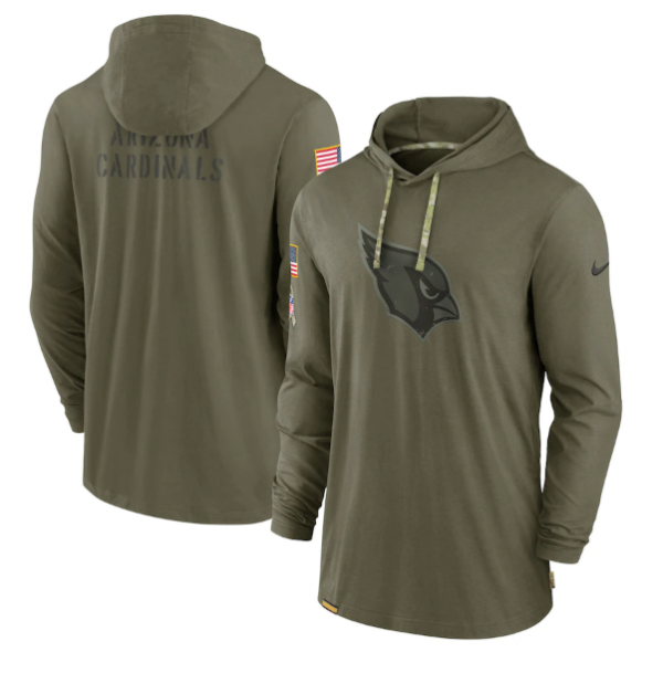 Men's Arizona Cardinals 2022 Olive Salute To Service Tonal Pullover Hoodie