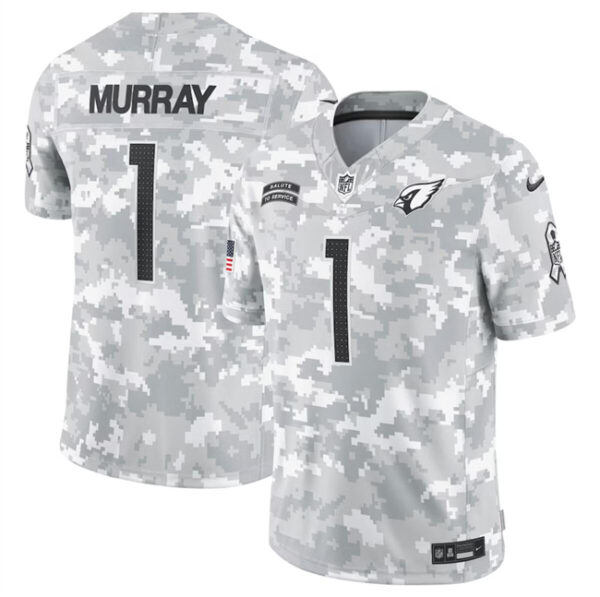 Men's Arizona Cardinals #1 Kyler Murray 2024 Arctic Camo Salute To Service Limited Stitched Football Jersey