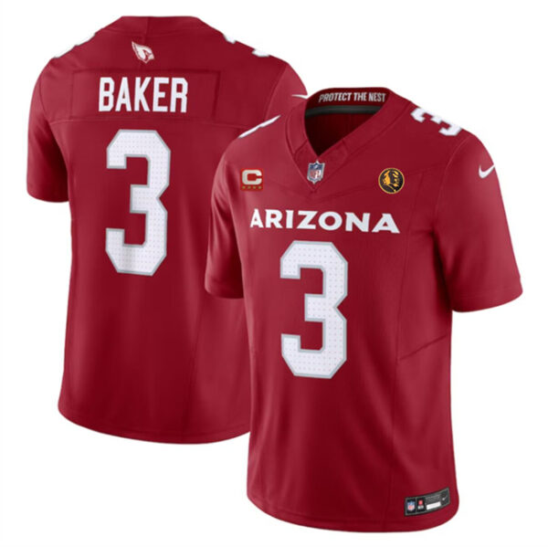 Men's Arizona Cardinals #3 Budda Baker Red 2023 F.U.S.E. With 4-Star C Patch And With John Madden Patch Vapor Limited Stitched Football Jersey