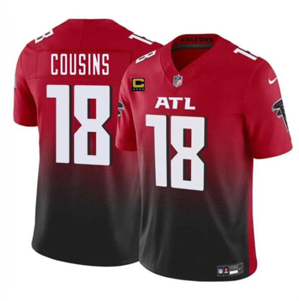 Men's Atlanta Falcons #18 Kirk Cousins Red Black 2024 F.U.S.E With 4-Star C Patch Vapor Untouchable Limited Stitched Football Jersey