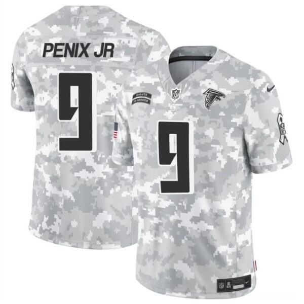 Men's Atlanta Falcons #9 Michael Penix Jr. 2024 F.U.S.E Arctic Camo Salute To Service Limited Stitched Football Jersey