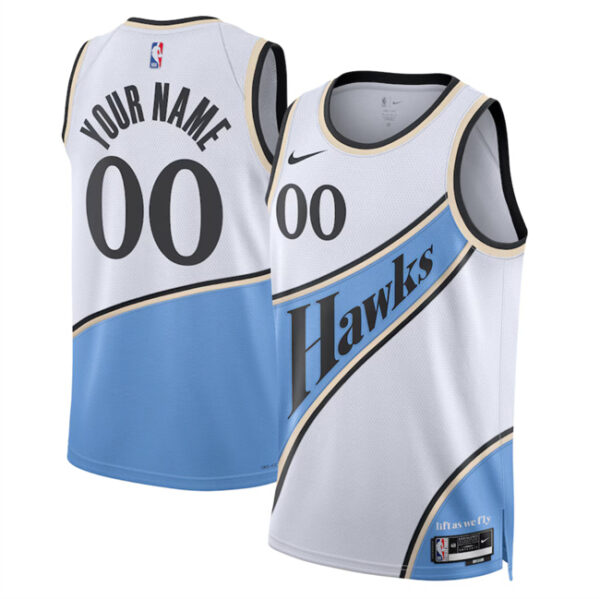 Men's Atlanta Hawks Active Player Custom White 2024 25 City Edition Stitched Jersey