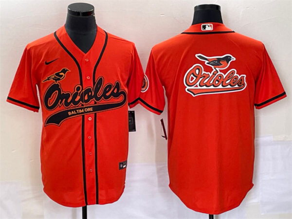 Men's Baltimore Orioles Orange Team Big Logo Cool Base Stitched Jersey S